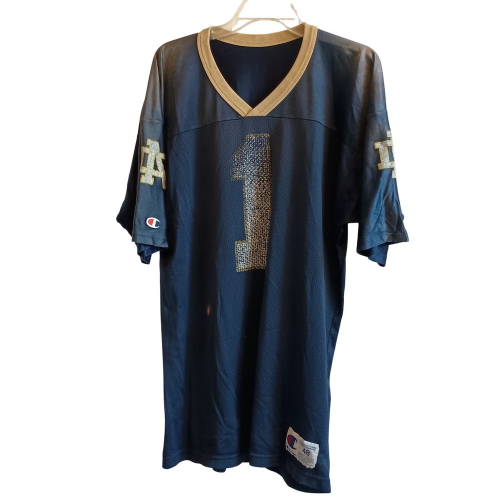 Champion Notre Dame Fighting Irish Football Jersey Size 48 Blue Gold Number 1